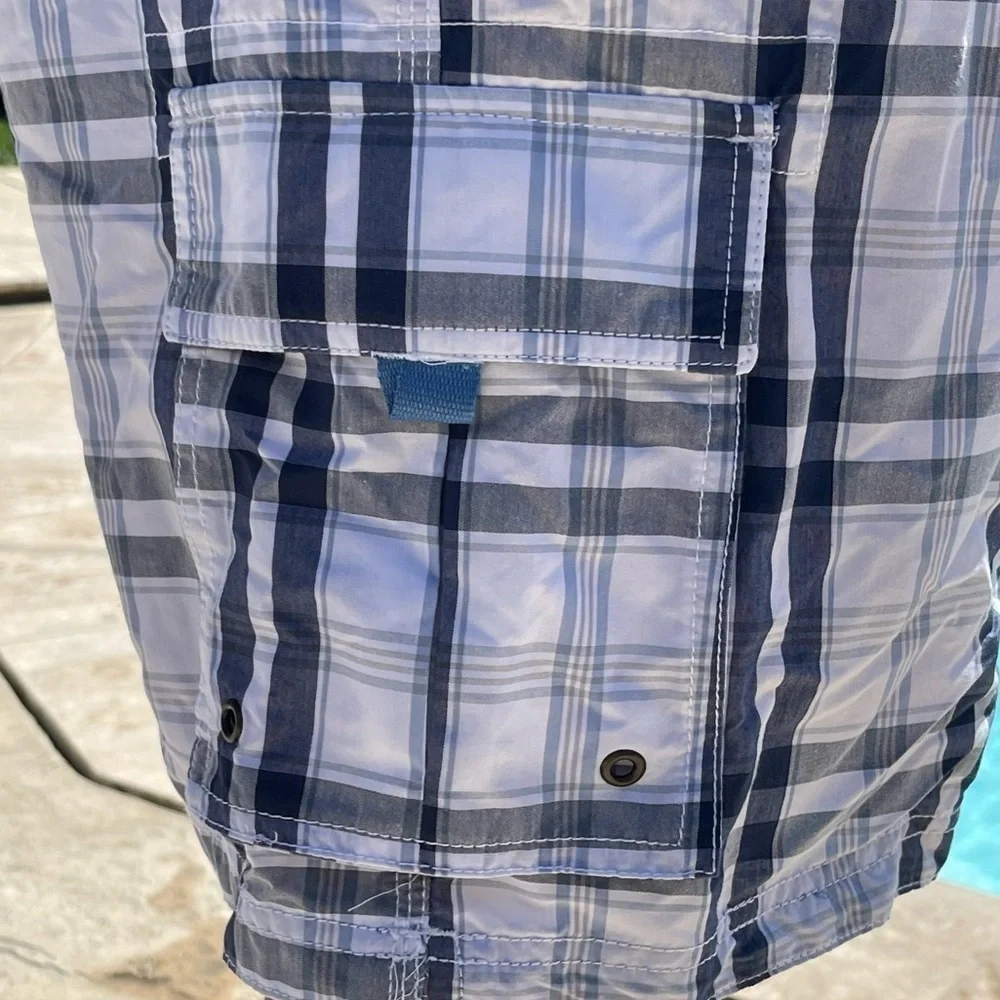 NWT Club Room XL & XXL White Nautical Plaid Striped Swim Trunks MT17